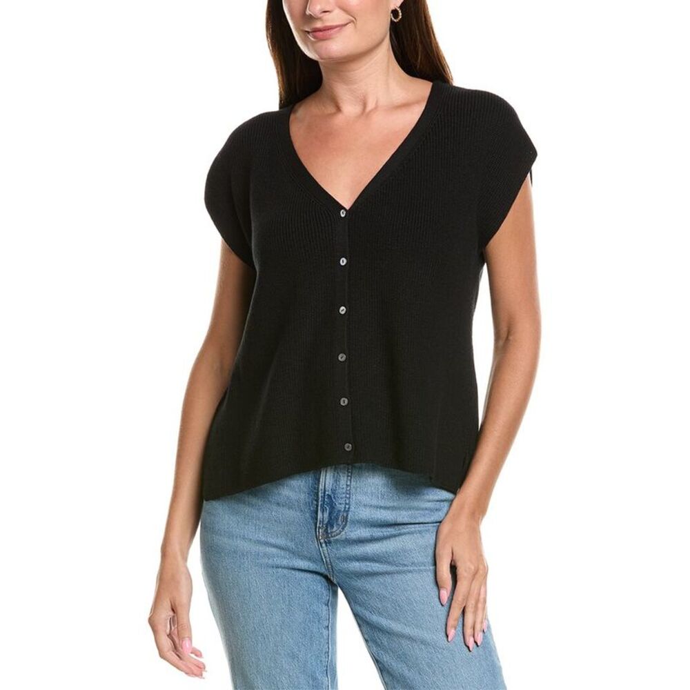 Eileen Fisher Womens V-Neck Vest, Black